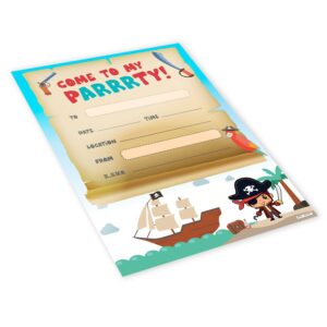 20x Childrens Kids Birthday Party Invitations Invites Pack Blank - Pirate