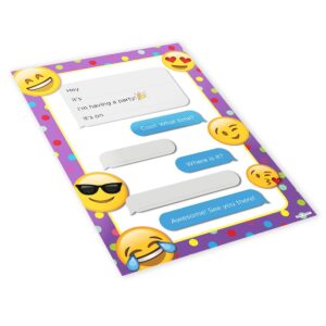 20x Childrens Kids Birthday Party Invitations Invites Pack Blank - Emojis