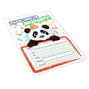20x Childrens Kids Birthday Party Invitations Invites Pack Blank - Panda