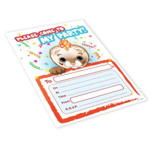 20x Childrens Kids Birthday Party Invitations Invites Pack Blank - Polecat