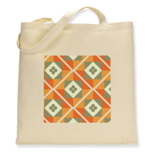 Vintage Orange Tile Pattern - Canvas Tote Bag