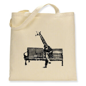 Banksy Giraffe on a Bench - Canvas Tote Bag