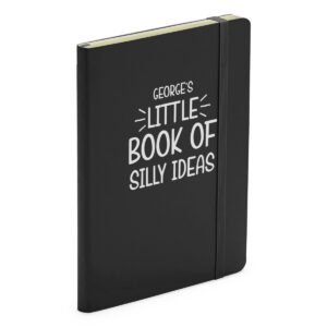 Personalised Little Book Of Silly Ideas Black Soft Touch Notebook