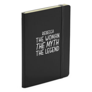 Personalised The Woman The Myth The Legend Funny Father Black Soft Touch Notebook
