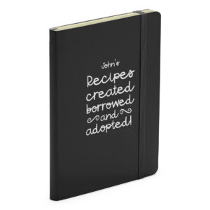 Personalised Recipes created borrowed and adopted cooking black soft touch notebook