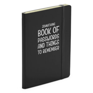 Personalised Passwords And Things To Remember Black Soft Touch Notebook