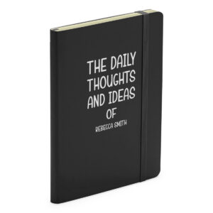 Personalised The Daily Thoughts And Ideas Of - Black Soft Touch Notebook