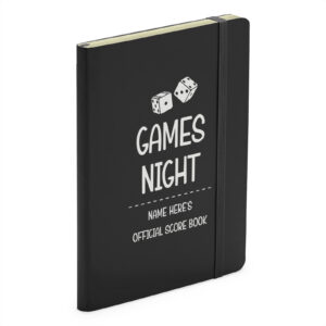Games Night Name Here's Official Score Book - Personalised Black Soft Touch Notebook