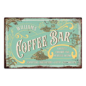 Personalised Coffee Bar Metal Sign Caffeine Lover Gift