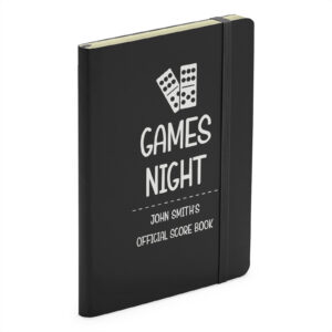 Personalised Dominos Games Night - Black Soft Touch Notebook