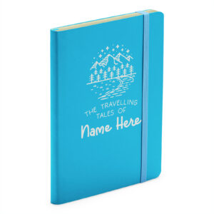 Personalised The Travel Tales of - Adventure Journal Cyan Soft Touch Notebook