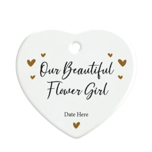 Personalised Our Flower Girl - Wedding Favour Ceramic Heart Ornament Gift