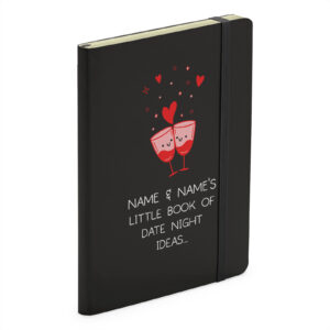 Personalised Little Book Of Date Night Ideas - Couples Soft Touch Valentines Black Notebook