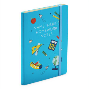 Personalised Homework Notes - School Soft Touch Cyan Notebook