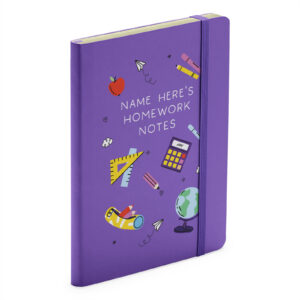 Personalised Homework Notes - School Soft Touch Purple Notebook