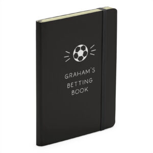 Personalised Football Betting Book - Soft Touch Black Notebook Gift