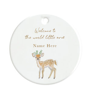 Personalised New Baby - Deer Hanging Decoration Ceramic Ornament Gift