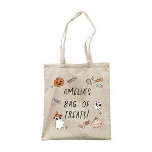 Personalised Name's Bag Of Treats - Halloween Trick Or Treat Canvas Tote Bag