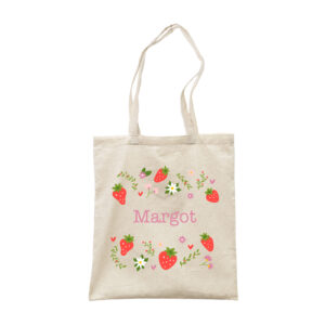Personalised Name - Children's Strawberry Canvas Tote Bag