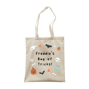 Personalised Bag Of Tricks - Kid's Halloween Trick Or Treat Boy's Name Canvas Tote Bag