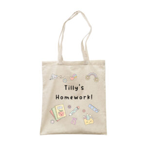 Personalised Name - Children's Homework School Canvas Tote Bag