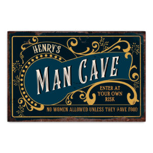 Personalised Man Cave Metal Sign - Vintage Style Funny Gift