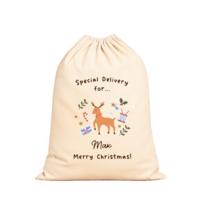 Personalised Name - Little Boy's Reindeer Large Santa Sack