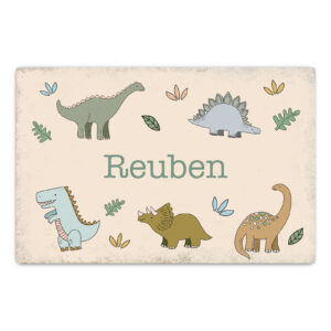 Personalised Children's Room Sign - Dinosaur Theme Metal Wall Decoration