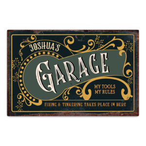 Personalised Garage Metal Sign - Vintage Style Gift
