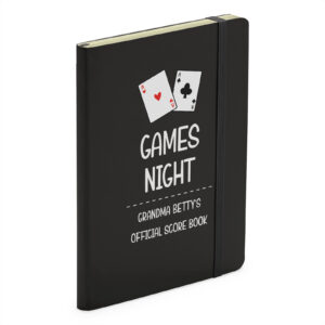 Personalised Playing Card Games Night Score Book - Black Soft Touch Notebook