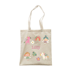 Personalised Children's Name Tote Bag - Fairy's And Unicorns Canvas Gift