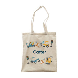 Personalised Children's Name Tote Bag - Boy's Construction Vehicle Canvas Gift