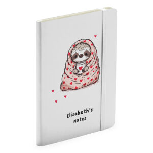 Personalised Sloth Notebook - Valentines White Journal Gift