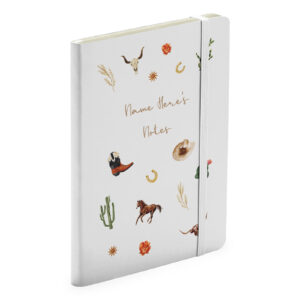 Personalised Name Notebook - Western Cow Girl White Journal Bestie Gift