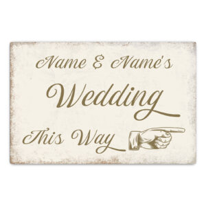 Personalised Wedding Direction Sign - Pointing Arrow, Wedding This Way, Vintage Metal Wall Decoration