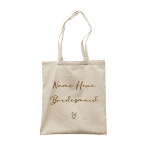 Personalised Bridesmaid Bag - Heart Wedding Favour Gift, Hen Party Canvas Tote