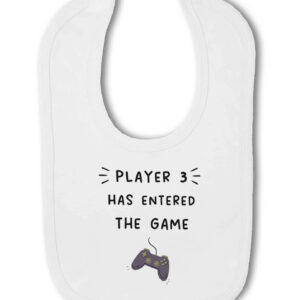 Player 3 Has Entered the Game - New Baby Bandana Bib, Gaming Baby Announcement, Hook & Loop Bib