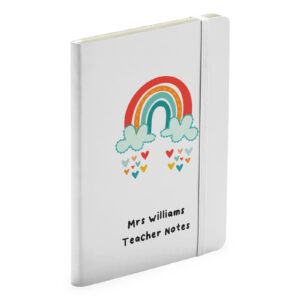Personalised Thank You Teacher Notes - Rainbow White Notebook Gift